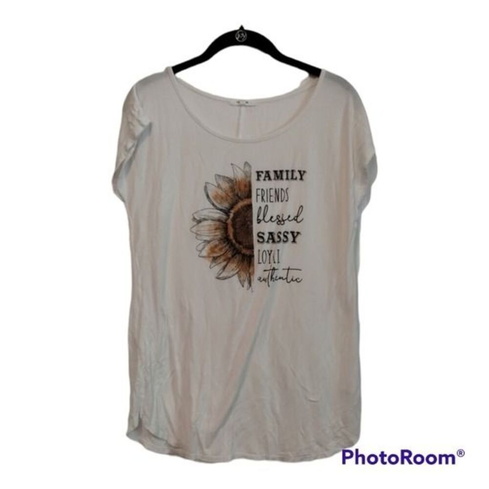 Maurices White Sunflower Graphic Tee / Slouchy Top - Size Small